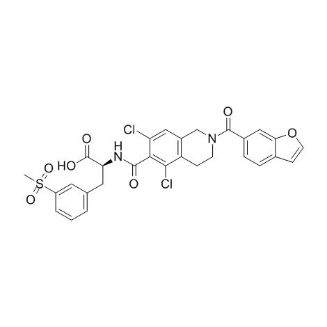 N-[[2-(6-bentsofuranyylikarbonyyli)-5,7-dikloori-1,2,3,4-tetrahydro-6-isokinolinyyli]karbonyyli]-3-(metyylisulfonyyli)-L-fenyylialaniini